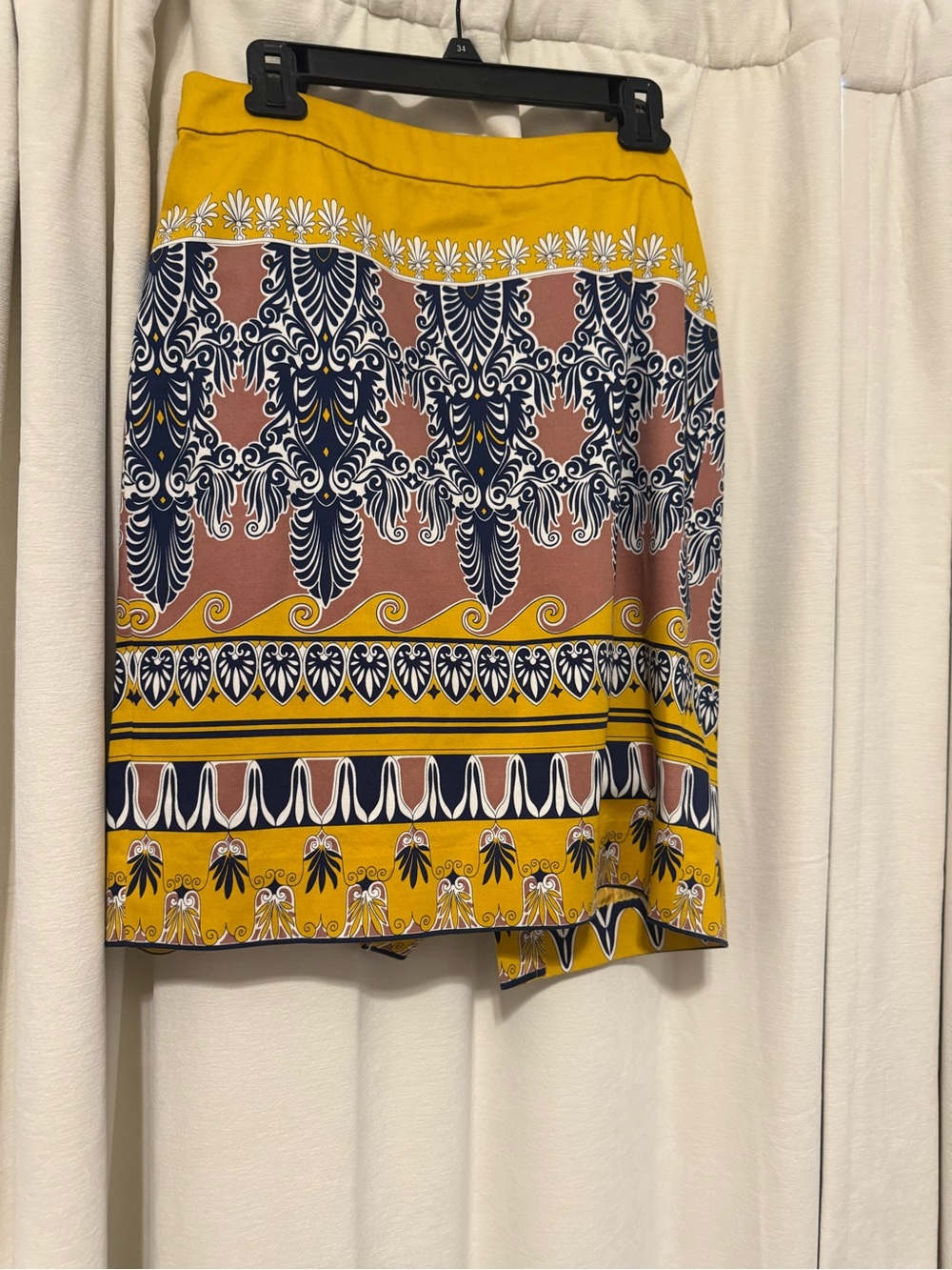 J. Crew Yellow, Navy & Cream Patterned Women’s Swim Cover-Up Skirt
